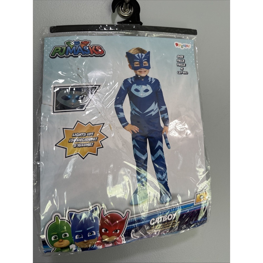 PJ Masks Catboy Toddler Costume 3T-4T Cat Boy Disguise Mask‎ Tail Jumpsuit Blue